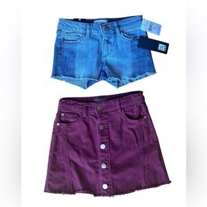 DL1961 Girls Denim Lucy Shorts NWT & Jenny Mini Skirt Maroon Bundle Size 10